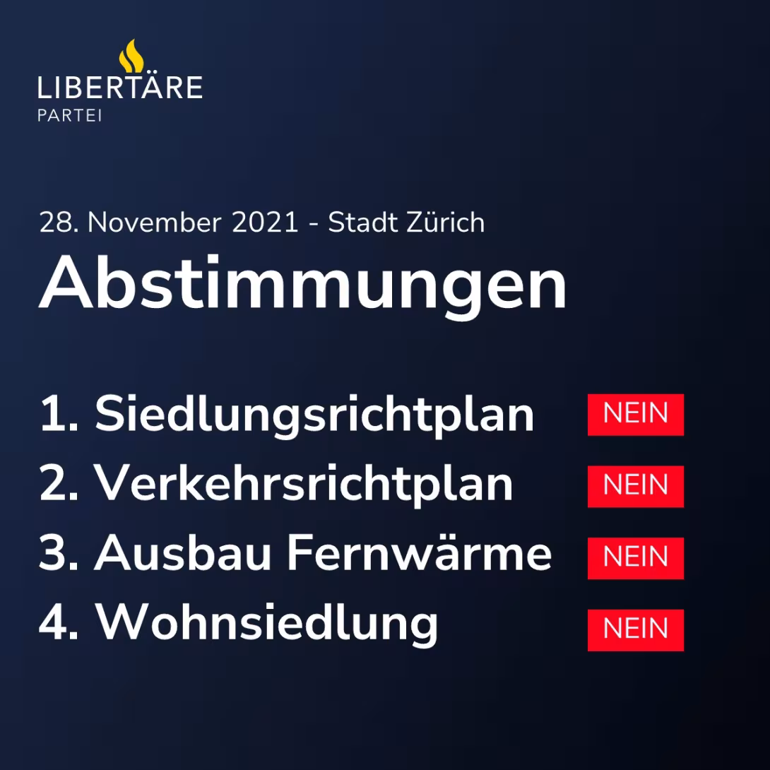 Abstimmungen Stadt Zürich vom 28. November 2021: 4 x NEIN