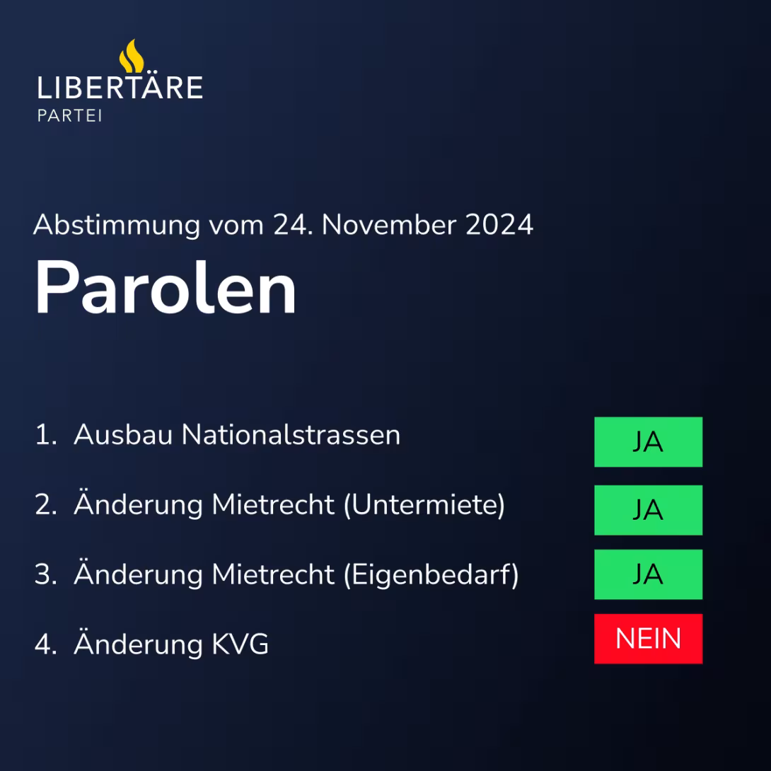 Parolen für die Abstimmung vom 24. November 2024