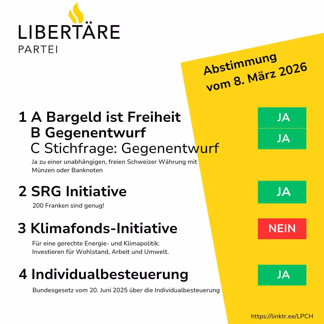 Parolen für die Abstimmung vom 8. März 2026
