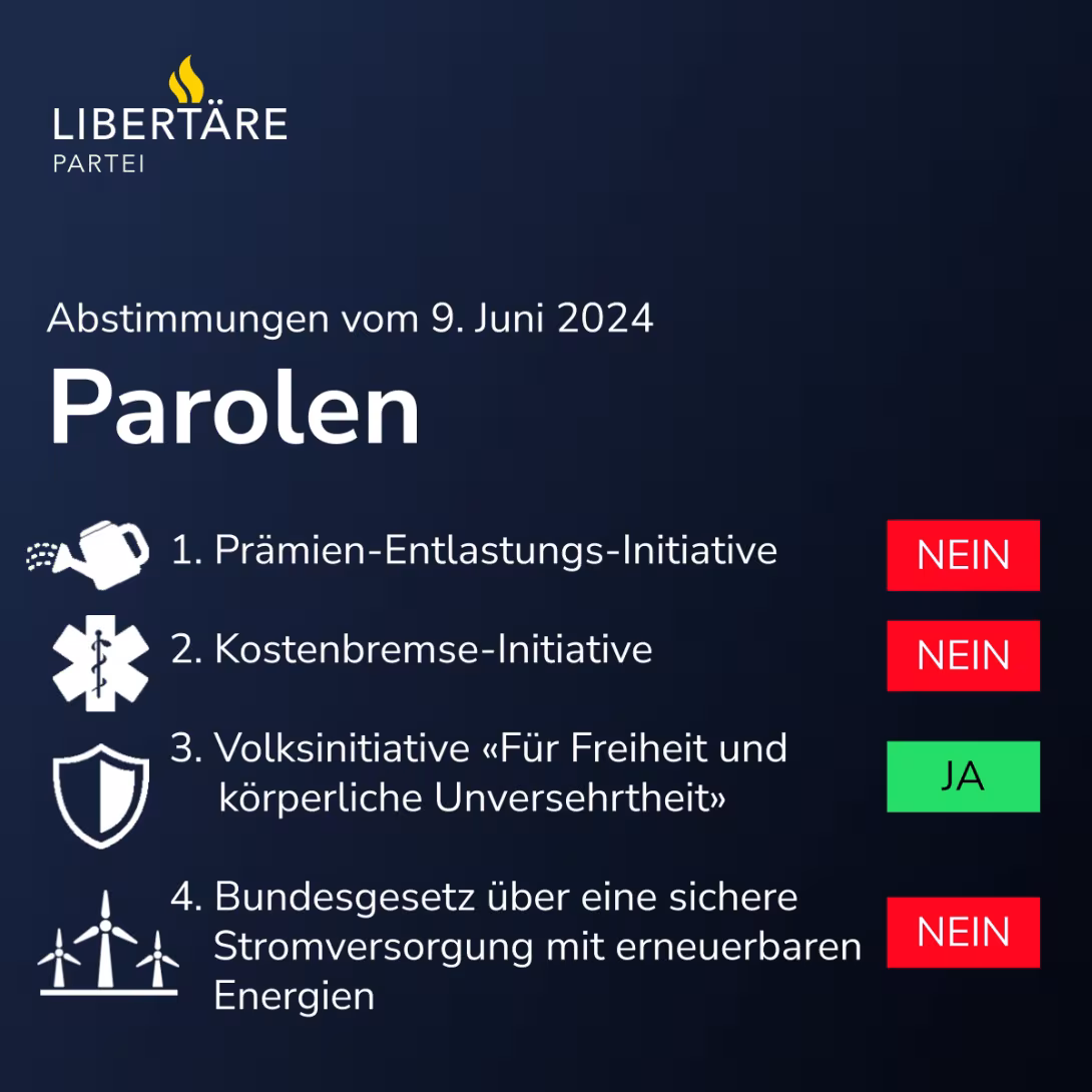 Parolen für die Abstimmung vom 9. Juni 2024